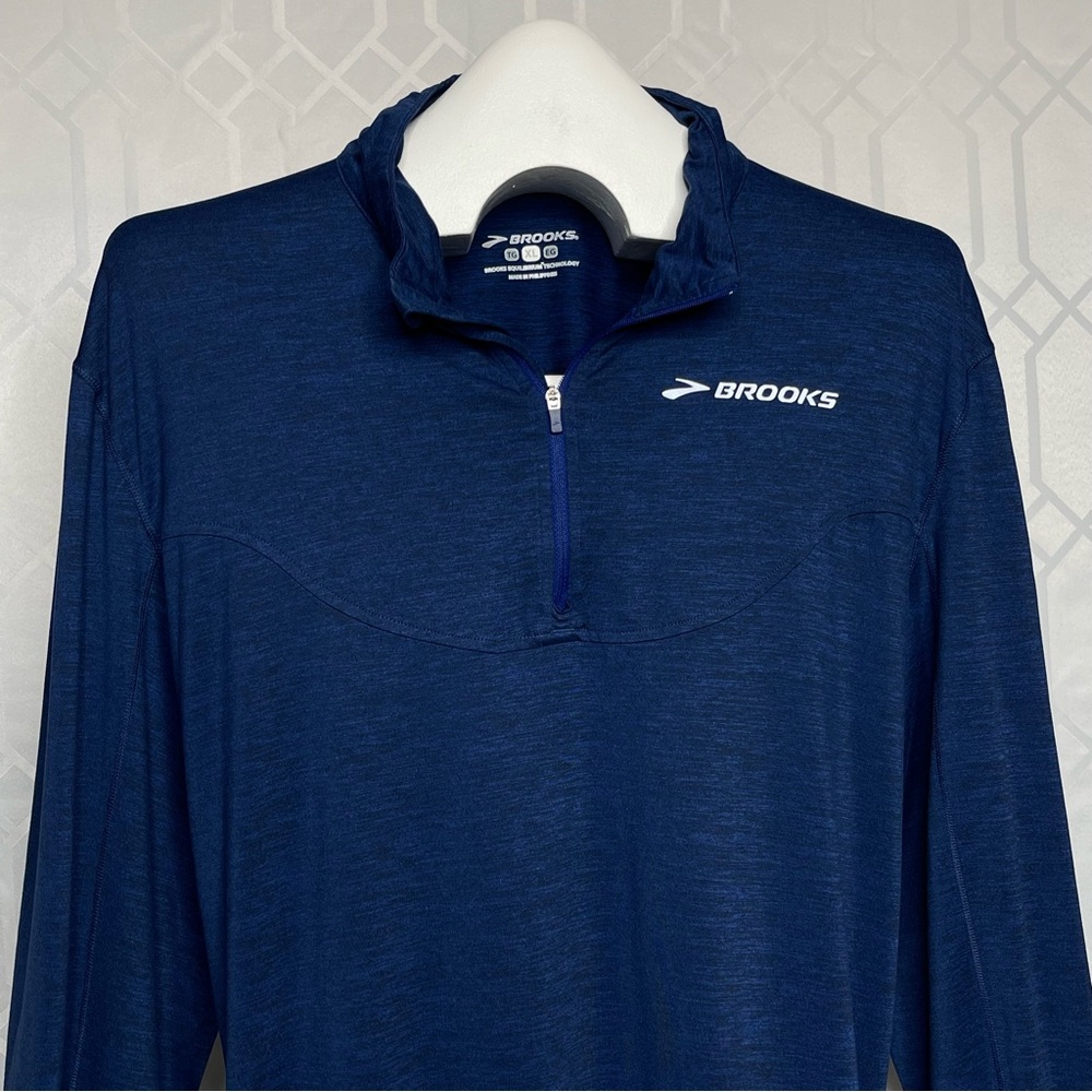 Brooks Equilibrium Dash Men’s 1/2 Zip Blue Space Dye Pullover Size XL
